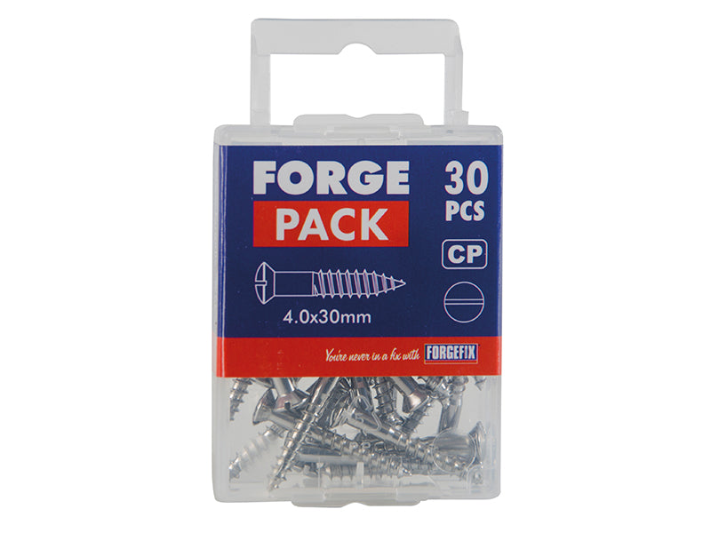ForgeFix Multi-Purpose Screw SL Raised Head Chrome Plated 4.0 x 30mm ForgePack 30 FOR185567
