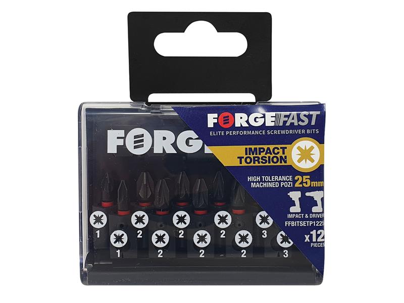 ForgeFix ForgeFast Pozidriv Compatible Impact Bit Set, 12 Piece FORFFBSPZ12