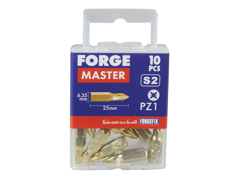 ForgeFix Pozidriv Compatible Bits PZ2 x 25mm (Pack 10) FORFM10PZ2