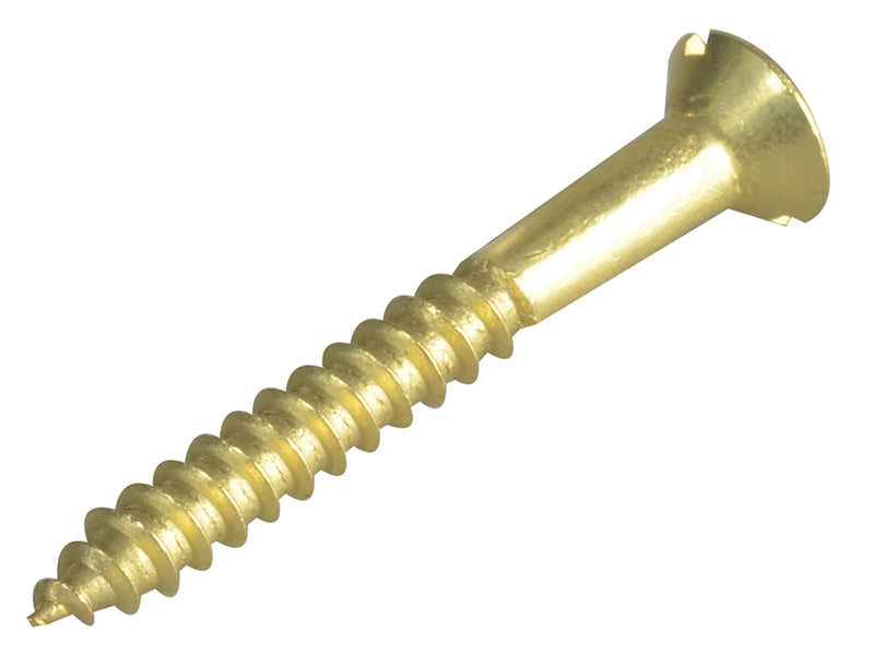 ForgeFix Wood Screw Slotted CSK Brass 1.1/2in x 8 Forge Pack 10 FORFPC1128B