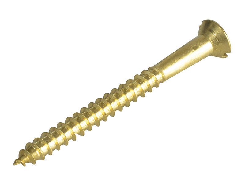 ForgeFix Wood Screw Slotted CSK Brass 2.1/2in x 12 Forge Pack 4 FORFPC21212B