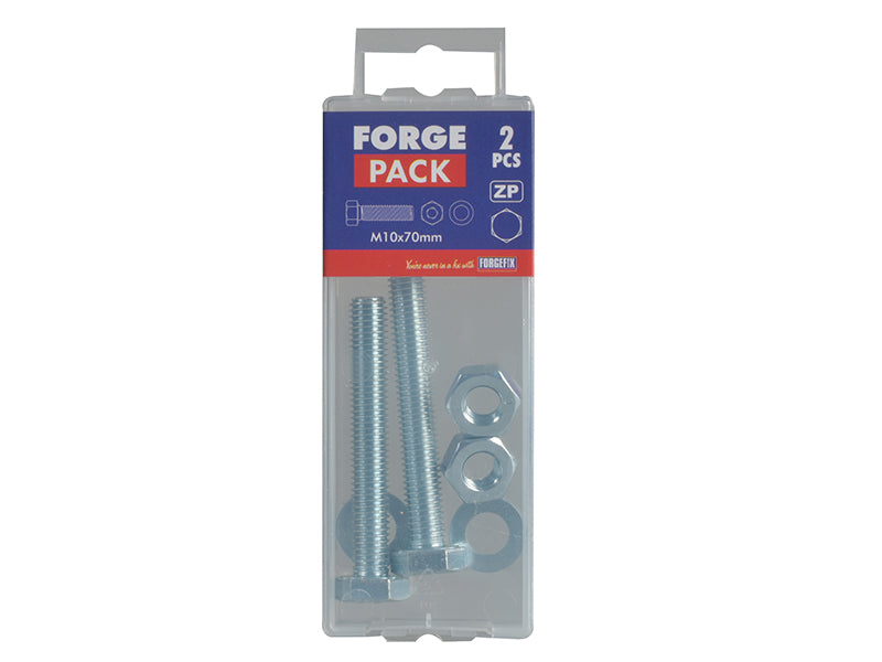 ForgeFix High Tensile Set Screw ZP M10 x 70mm Forge Pack 2 FORFPHBN1070