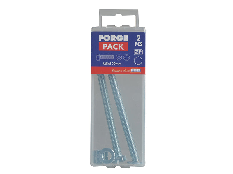 ForgeFix High Tensile Set Screw ZP M8 x 100mm Forge Pack 2 FORFPHBN8100