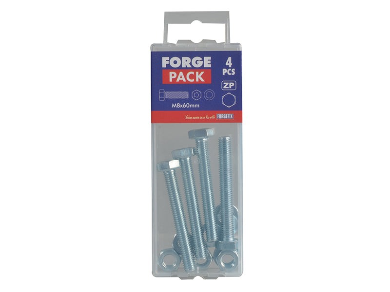 ForgeFix High Tensile Set Screw ZP M8 x 60mm Forge Pack 4 FORFPHBN860