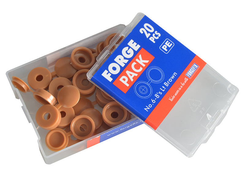 ForgeFix Hinged Cover Caps Light Brown No.6-8 Forge Pack 20 FORFPHCC4