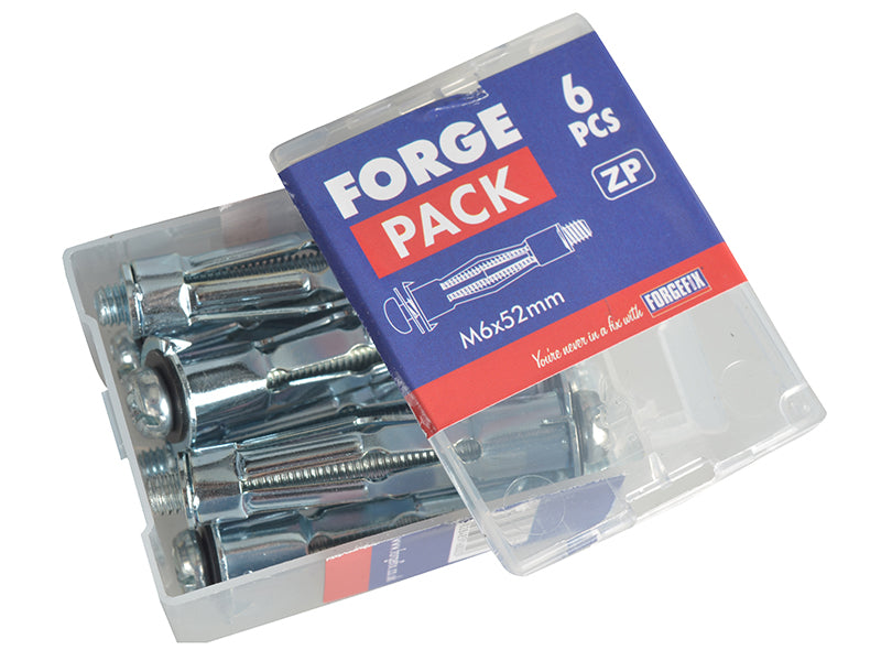 ForgeFix Cavity Wall Anchor Zinc Plated M6 x 52mm ForgePack 6 FORFPMCA652