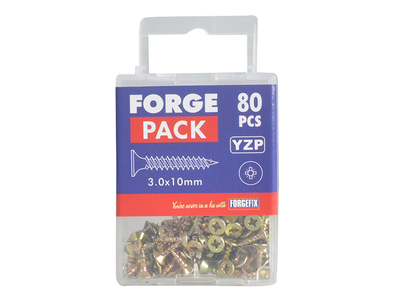 ForgeFix Multi-Purpose Pozi Compatible Screw CSK ST ZYP 3.0 x 10mm Forge Pack 80 FORFPMP310Y