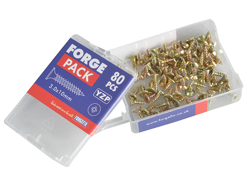 ForgeFix Multi-Purpose Pozi Compatible Screw CSK ST ZYP 3.0 x 10mm Forge Pack 80 FORFPMP310Y