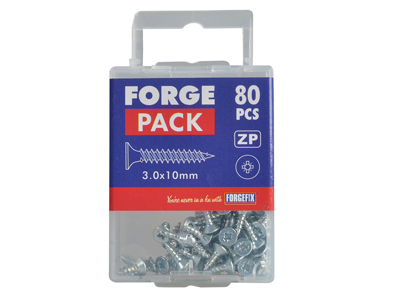 ForgeFix Multi-Purpose Pozi Compatible Screw CSK ST ZP 3.0 x 10mm Forge Pack 80 FORFPMP310Z
