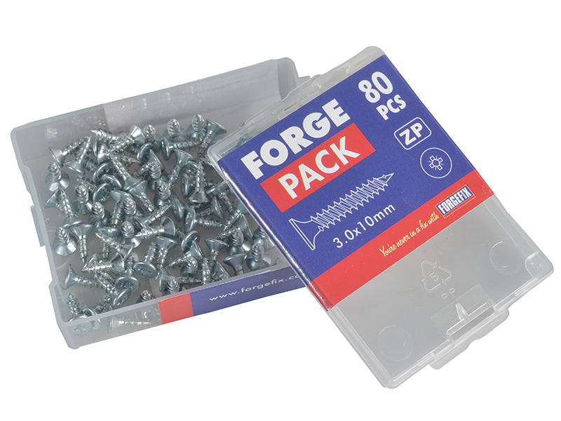 ForgeFix Multi-Purpose Pozi Compatible Screw CSK ST ZP 3.0 x 10mm Forge Pack 80 FORFPMP310Z