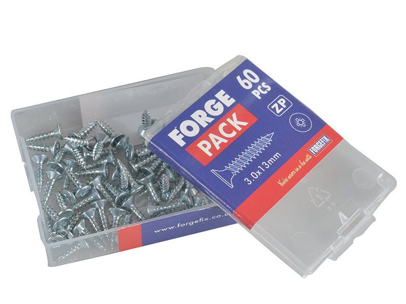ForgeFix Multi-Purpose Pozi Compatible Screw CSK ST ZP 3.0 x 13mm Forge Pack 60 FORFPMP313Z