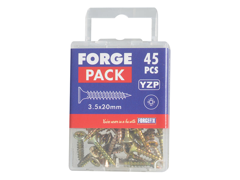 ForgeFix Multi-Purpose Pozi Compatible Screw CSK ST ZYP 3.5 x 20mm Forge Pack 45 FORFPMP3520Y