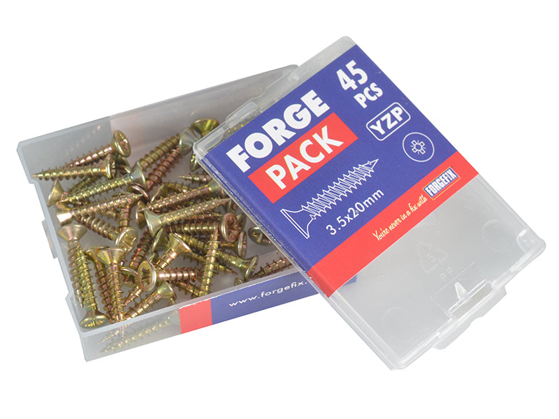 ForgeFix Multi-Purpose Pozi Compatible Screw CSK ST ZYP 3.5 x 20mm Forge Pack 45 FORFPMP3520Y