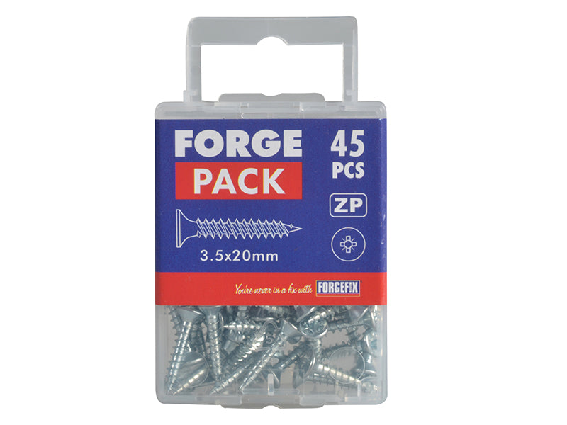ForgeFix Multi-Purpose Pozi Compatible Screw CSK ST ZP 3.5 x 20mm Forge Pack 45 FORFPMP3520Z