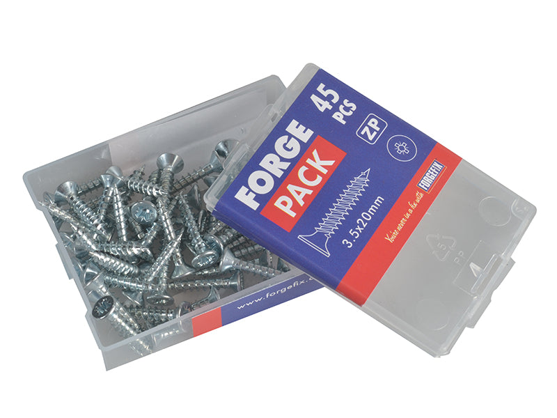 ForgeFix Multi-Purpose Pozi Compatible Screw CSK ST ZP 3.5 x 20mm Forge Pack 45 FORFPMP3520Z