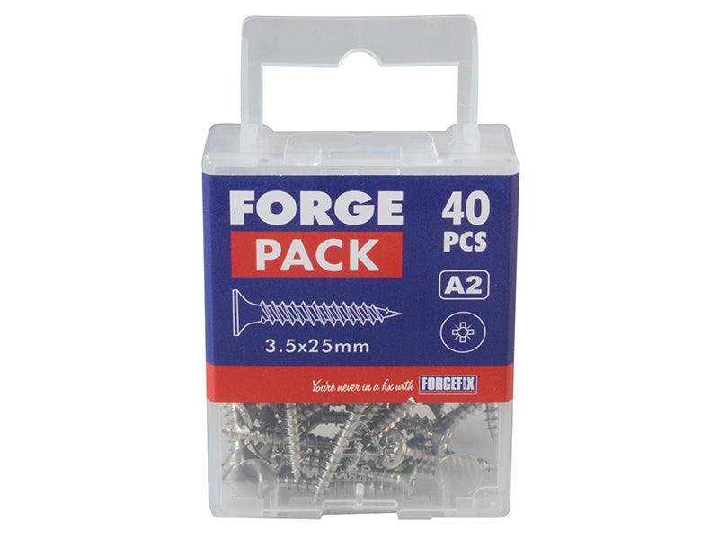 ForgeFix Multi-Purpose Pozi Compatible Screw CSK ST S/Steel 3.5 x 25mm Forge Pack 40 FORFPMP3525S
