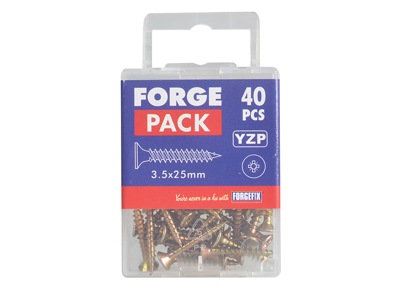 ForgeFix Multi-Purpose Pozi Compatible Screw CSK ST ZYP 3.5 x 25mm Forge Pack 40 FORFPMP3525Y