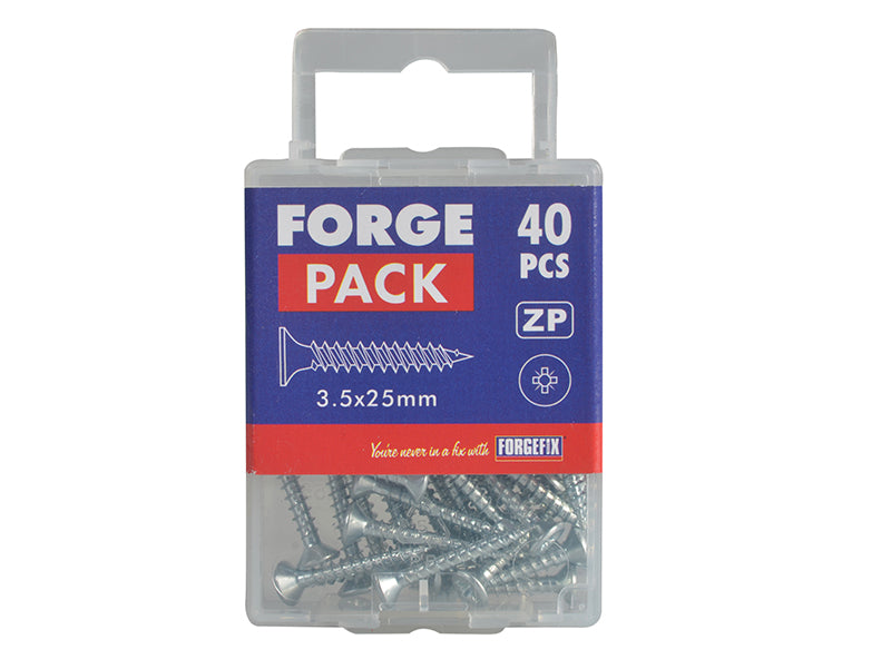 ForgeFix Multi-Purpose Pozi Compatible Screw CSK ST ZP 3.5 x 25mm Forge Pack 40 FORFPMP3525Z