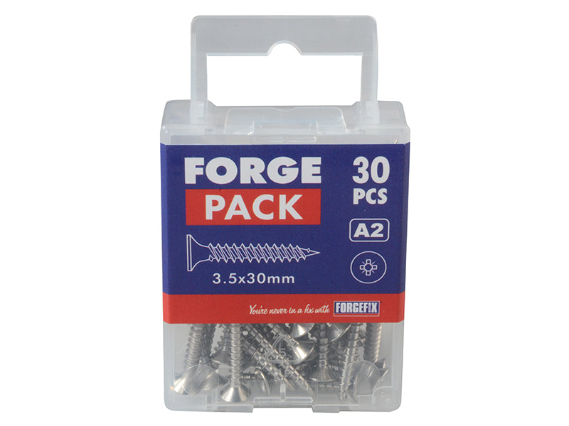 ForgeFix Multi-Purpose Pozi Compatible Screw CSK ST S/Steel 3.5 x 30mm Forge Pack 30 FORFPMP3530S