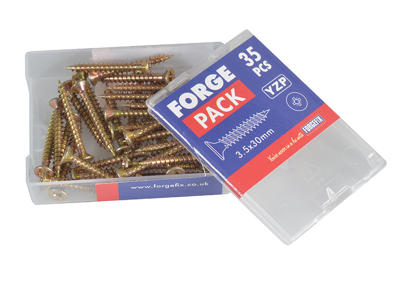 ForgeFix Multi-Purpose Pozi Compatible Screw CSK ST ZYP 3.5 x 30mm Forge Pack 35 FORFPMP3530Y