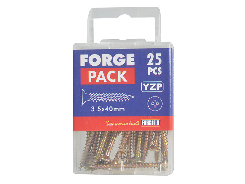 ForgeFix Multi-Purpose Pozi Compatible Screw CSK ST ZYP 3.5 x 40mm Forge Pack 25 FORFPMP3540Y