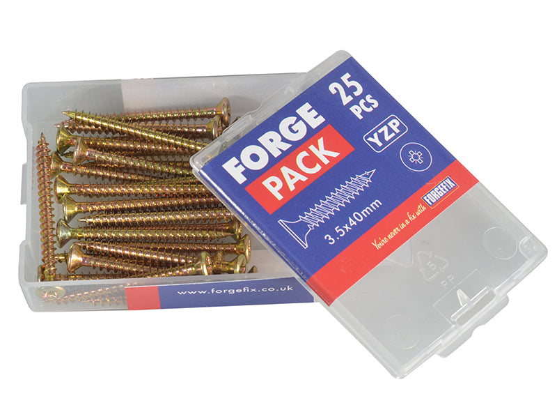 ForgeFix Multi-Purpose Pozi Compatible Screw CSK ST ZYP 3.5 x 40mm Forge Pack 25 FORFPMP3540Y