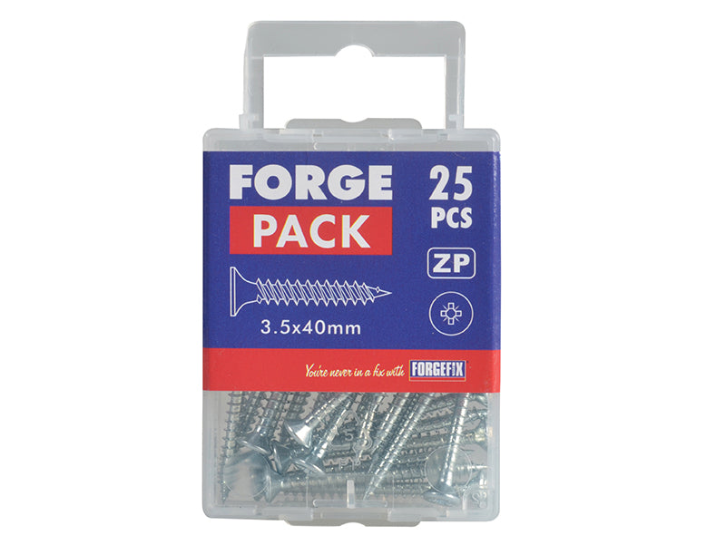 ForgeFix Multi-Purpose Pozi Compatible Screw CSK ST ZP 3.5 x 40mm Forge Pack 25 FORFPMP3540Z