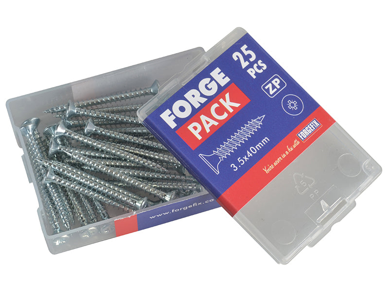 ForgeFix Multi-Purpose Pozi Compatible Screw CSK ST ZP 3.5 x 40mm Forge Pack 25 FORFPMP3540Z