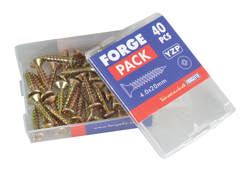 ForgeFix Multi-Purpose Pozi Compatible Screw CSK ST ZYP 4.0 x 20mm Forge Pack 40 FORFPMP420Y