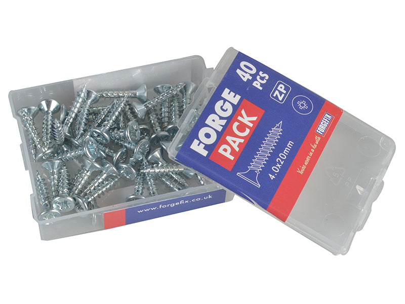 ForgeFix Multi-Purpose Pozi Compatible Screw CSK ST ZP 4.0 x 20mm Forge Pack 40 FORFPMP420Z
