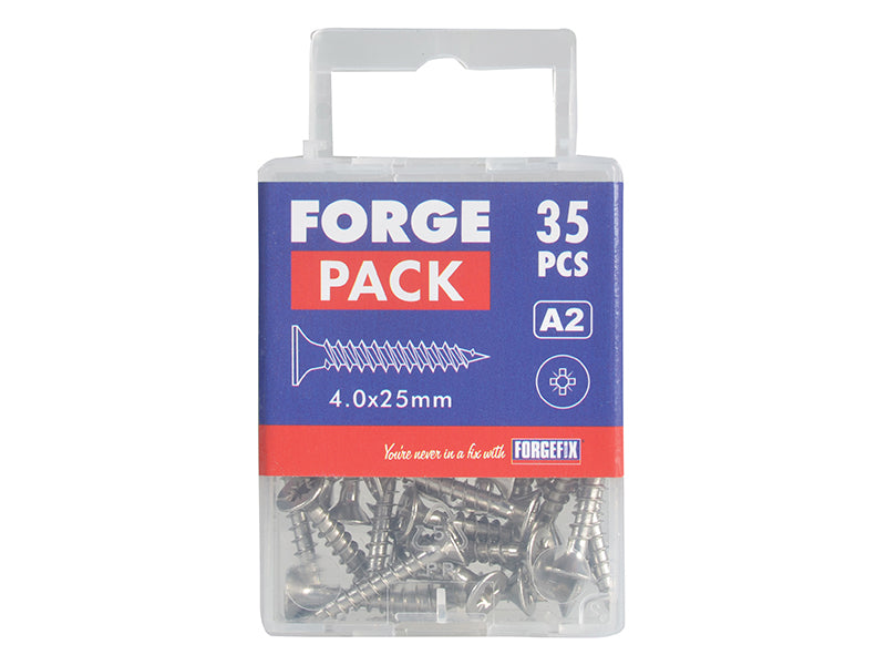 ForgeFix Multi-Purpose Pozi Compatible Screw CSK ST S/Steel 4.0 x 25mm Forge Pack 35 FORFPMP425S