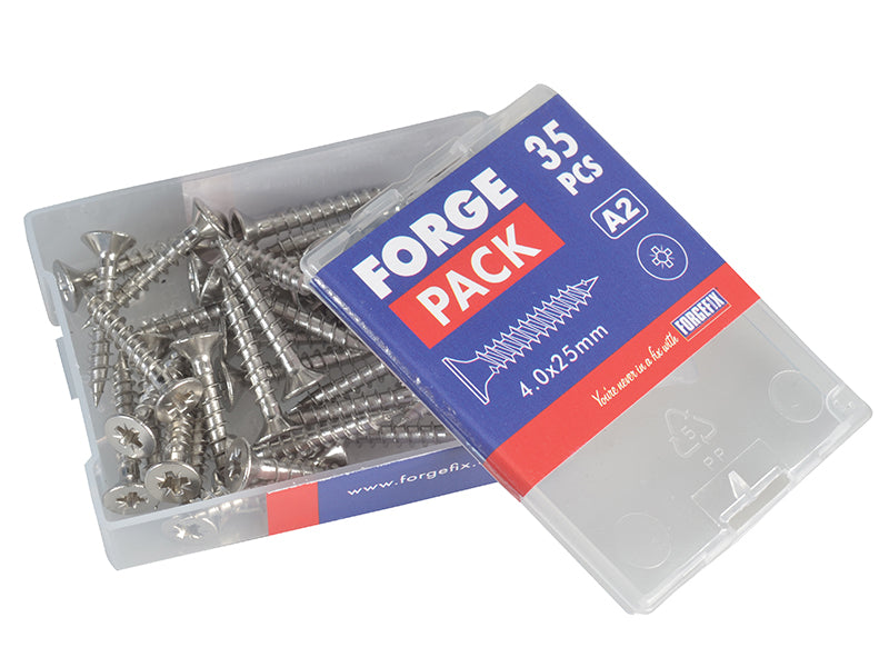 ForgeFix Multi-Purpose Pozi Compatible Screw CSK ST S/Steel 4.0 x 25mm Forge Pack 35 FORFPMP425S