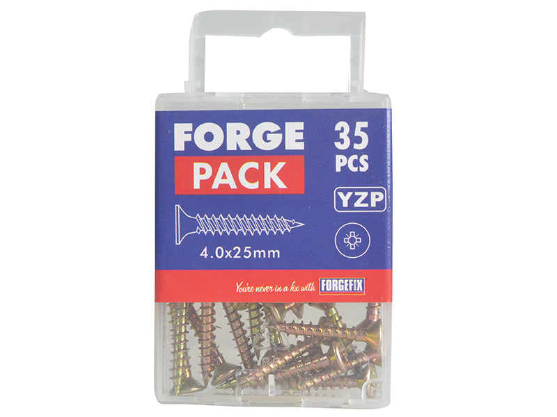 ForgeFix Multi-Purpose Pozi Compatible Screw CSK ST ZYP 4.0 x 25mm Forge Pack 35 FORFPMP425Y