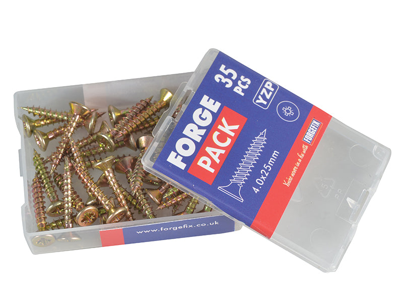 ForgeFix Multi-Purpose Pozi Compatible Screw CSK ST ZYP 4.0 x 25mm Forge Pack 35 FORFPMP425Y