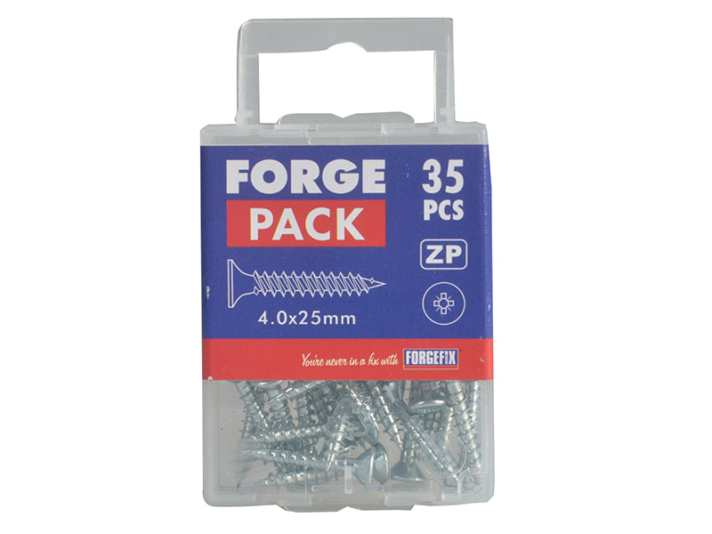 ForgeFix Multi-Purpose Pozi Compatible Screw CSK ST ZP 4.0 x 25mm Forge Pack 35 FORFPMP425Z