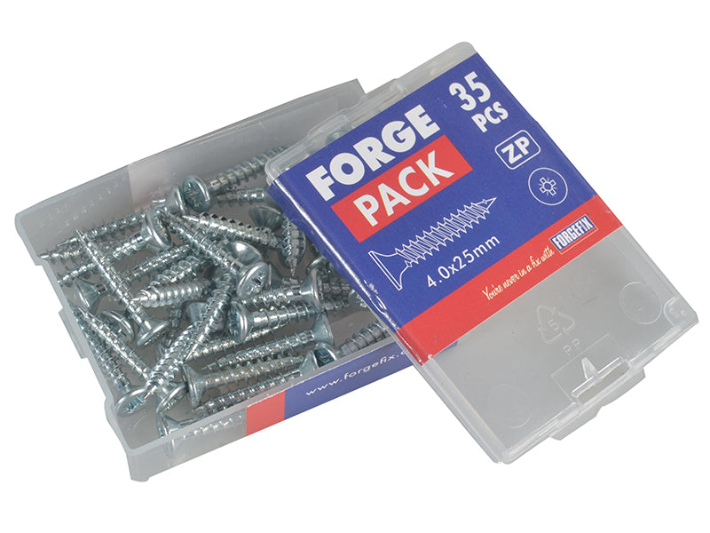 ForgeFix Multi-Purpose Pozi Compatible Screw CSK ST ZP 4.0 x 25mm Forge Pack 35 FORFPMP425Z