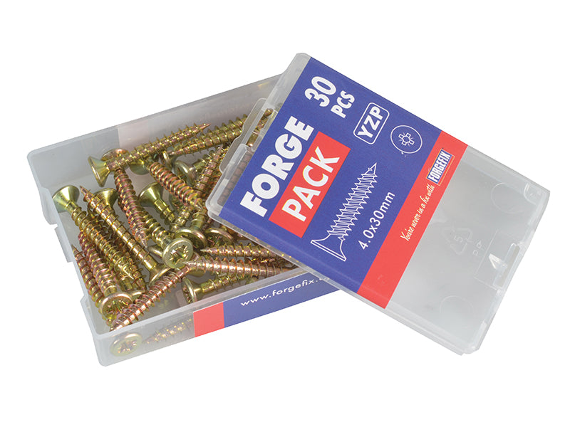 ForgeFix Multi-Purpose Pozi Compatible Screw CSK ST ZYP 4.0 x 30mm Forge Pack 30 FORFPMP430Y