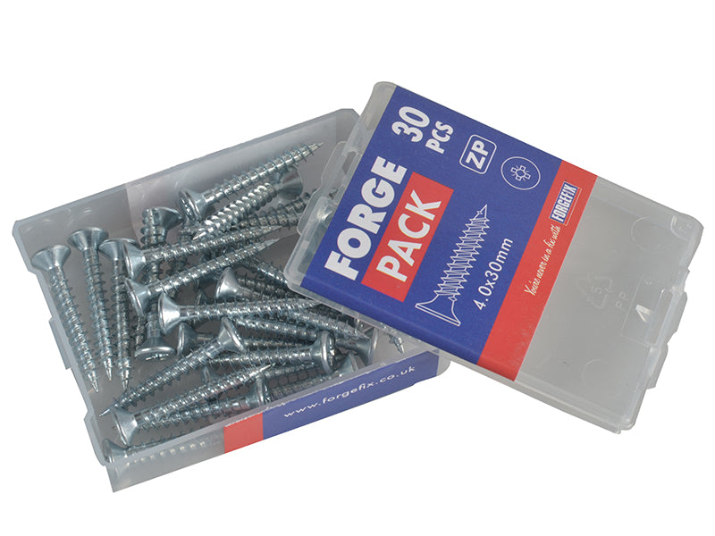 ForgeFix Multi-Purpose Pozi Compatible Screw CSK ST ZP 4.0 x 30mm Forge Pack 30 FORFPMP430Z