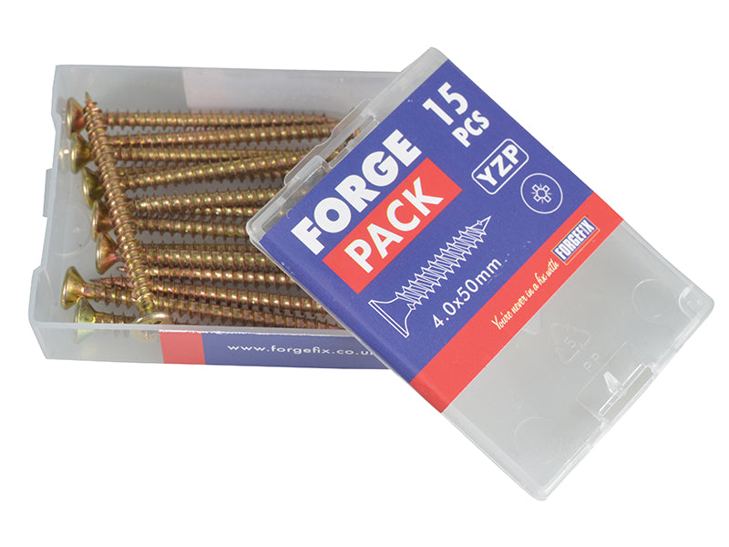 ForgeFix Multi-Purpose Pozi Compatible Screw CSK ST ZYP 4.0 x 50mm Forge Pack 15 FORFPMP450Y