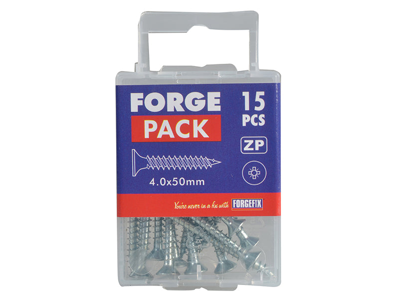 ForgeFix Multi-Purpose Pozi Compatible Screw CSK ST ZP 4.0 x 50mm Forge Pack 15 FORFPMP450Z