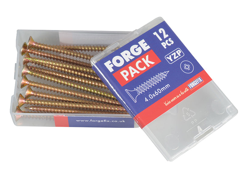 ForgeFix Multi-Purpose Pozi Compatible Screw CSK ST ZYP 4.0 x 60mm Forge Pack 12 FORFPMP460Y