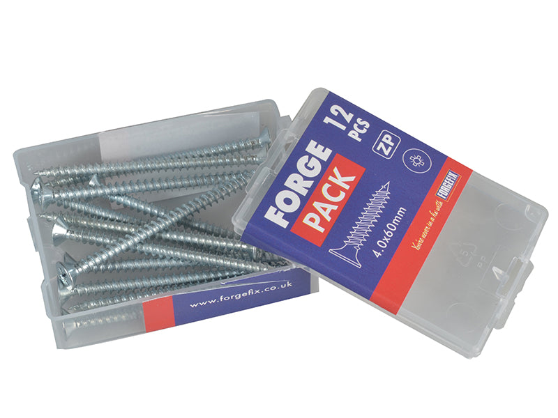 ForgeFix Multi-Purpose Pozi Compatible Screw CSK ST ZP 4.0 x 60mm Forge Pack 12 FORFPMP460Z
