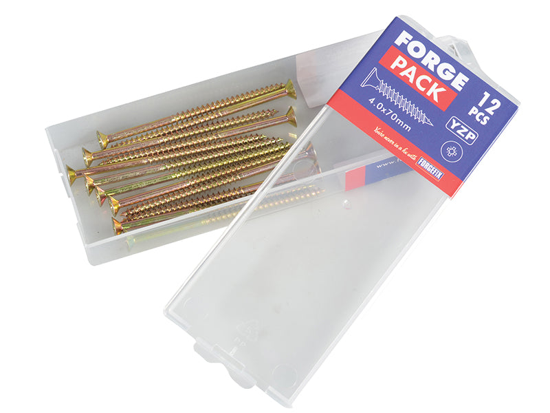 ForgeFix Multi-Purpose Pozi Compatible Screw CSK ST ZYP 4.0 x 70mm Forge Pack 12 FORFPMP470Y