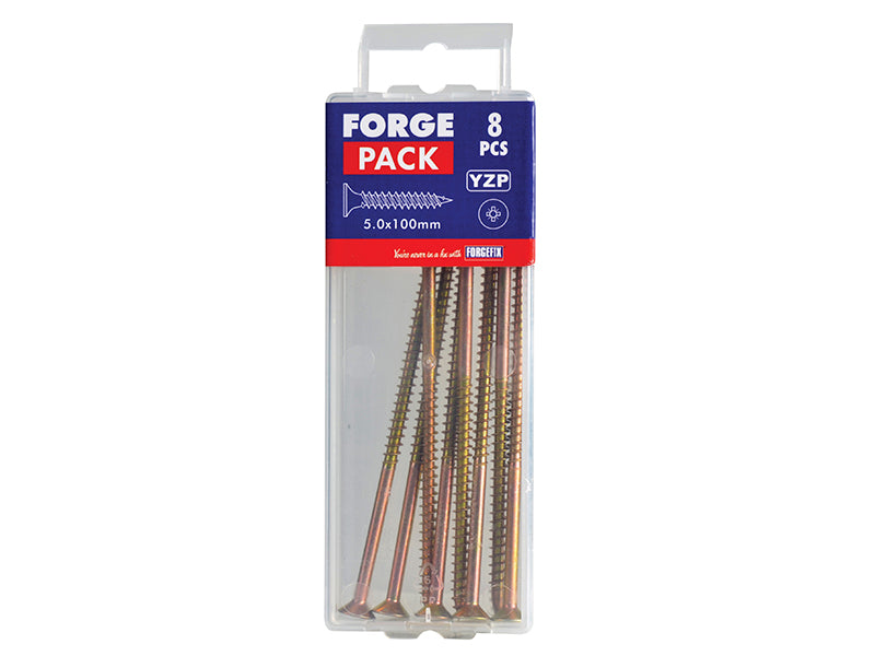 ForgeFix Multi-Purpose Pozi Compatible Screw CSK ST ZYP 5.0 x 100mm Forge Pack 8 FORFPMP5100Y