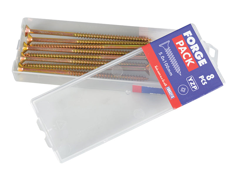 ForgeFix Multi-Purpose Pozi Compatible Screw CSK ST ZYP 5.0 x 100mm Forge Pack 8 FORFPMP5100Y