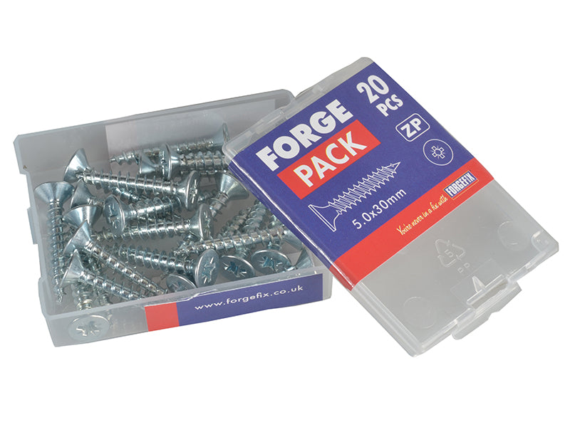 ForgeFix Multi-Purpose Pozi Compatible Screw CSK ST ZP 5.0 x 30mm Forge Pack 20 FORFPMP530Z