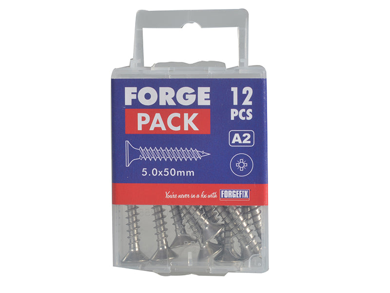 ForgeFix Multi-Purpose Pozi Compatible Screw CSK ST S/Steel 5.0 x 50mm Forge Pack 12 FORFPMP550S