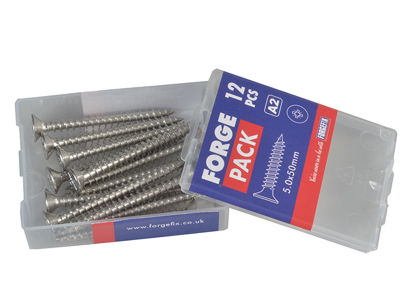 ForgeFix Multi-Purpose Pozi Compatible Screw CSK ST S/Steel 5.0 x 50mm Forge Pack 12 FORFPMP550S