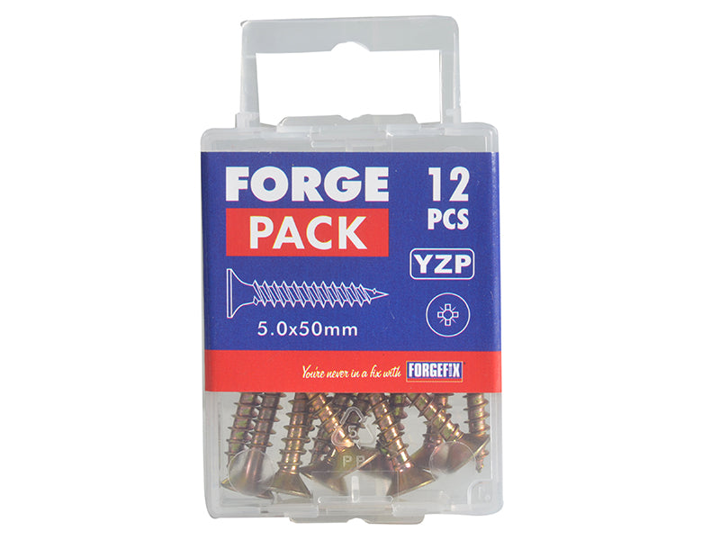 ForgeFix Multi-Purpose Pozi Compatible Screw CSK ST ZYP 5.0 x 50mm Forge Pack 12 FORFPMP550Y