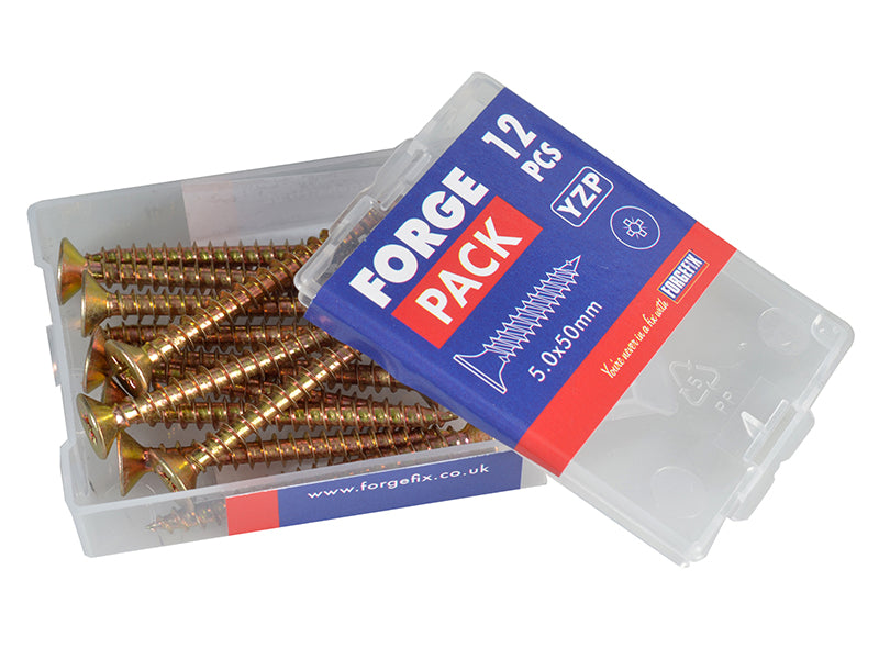 ForgeFix Multi-Purpose Pozi Compatible Screw CSK ST ZYP 5.0 x 50mm Forge Pack 12 FORFPMP550Y